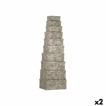 Set of Stackable Organising Boxes Stripes Anthracite...