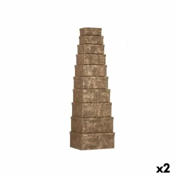 Set of Stackable Organising Boxes Stripes Black Cardboard...