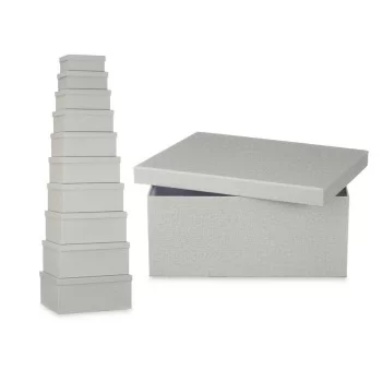 Set of Stackable Organising Boxes Dark grey Cardboard (2... 2