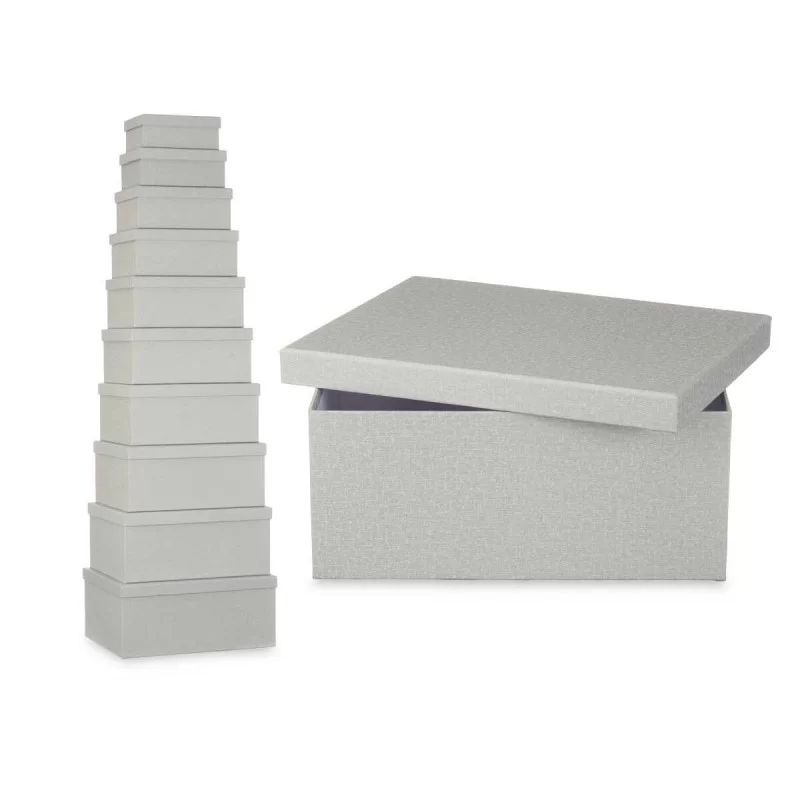 Set of Stackable Organising Boxes Dark grey...