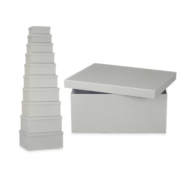 Set of Stackable Organising Boxes Dark grey Cardboard (2 Units)