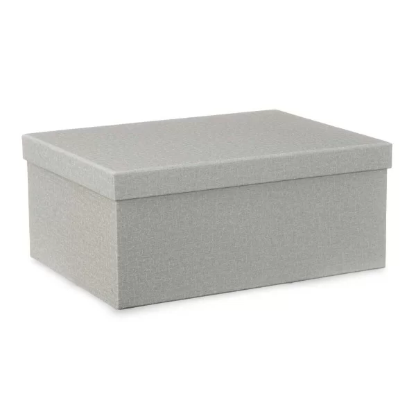Set of Stackable Organising Boxes Dark grey Cardboard (2 Units)