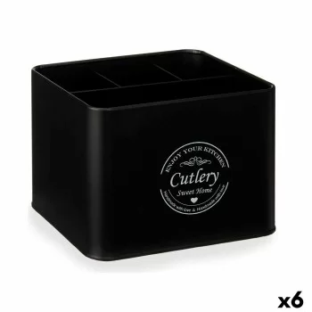 Multi-purpose basket Pieces of Cutlery Black Metal 18 x...