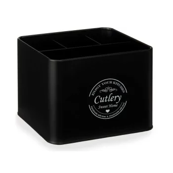 Multi-purpose basket Pieces of Cutlery Black Metal 18 x... 2