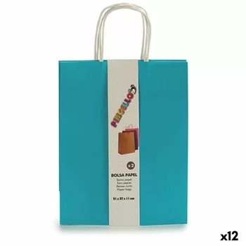 Set of Bags Paper Blue 11 x 36 x 21 cm (12 Units)
