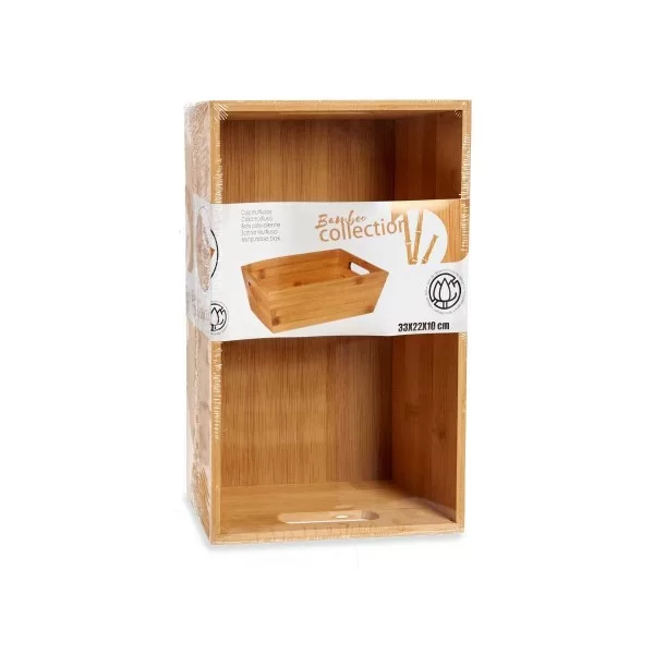 Multi-purpose basket With handles Brown Bamboo 33 x 10 x 22 cm (12 Units)