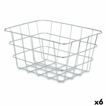 Multi-purpose basket Rectangular Silver Metal 24 x 12,5 x...