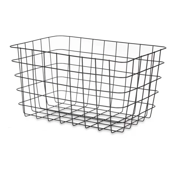 Multi-purpose basket Rectangular Black Metal 38,5 x 20,5 x 28 cm (6 Units)