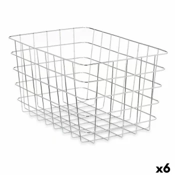 Multi-purpose basket Rectangular Silver Metal 38 x 21 x...