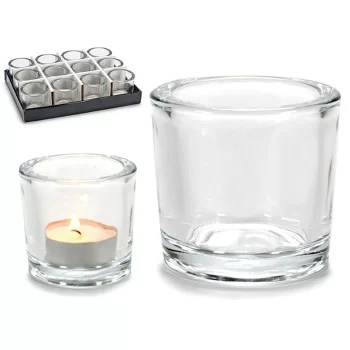 Candleholder Transparent Glass 6,5 x 6 x 6,5 cm (12 Units) 2