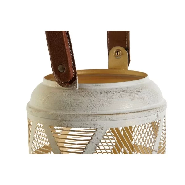 Table Mat Set DKD Home Decor White Golden Leather Metal 25 x 25 x 45 cm (3 Units)