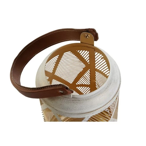 Table Mat Set DKD Home Decor White Golden Leather Metal 25 x 25 x 45 cm (3 Units)