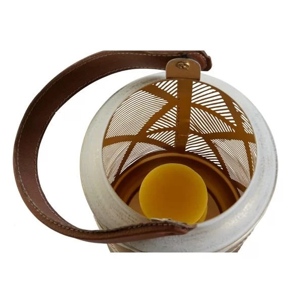 Table Mat Set DKD Home Decor White Golden Leather Metal 25 x 25 x 45 cm (3 Units)