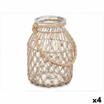 Candleholder Tin Transparent Natural Glass Rope 20 x 30...