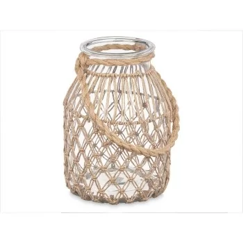 Candleholder Tin Transparent Natural Glass Rope 20 x 30... 2