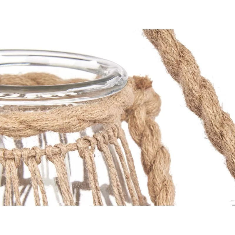 Candleholder Tin Transparent Natural Glass Rope...