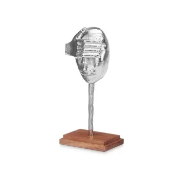 Decorative Figure Face Silver Wood Metal 16 x 34 x 10 cm 2