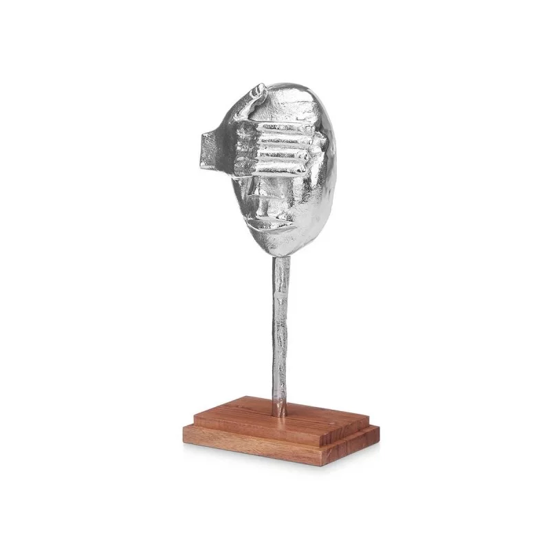 Decorative Figure Face Silver Wood Metal 16 x...