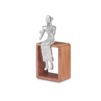 Decorative Figure Recorder Silver Wood Metal 13 x 27 x 13 cm 2