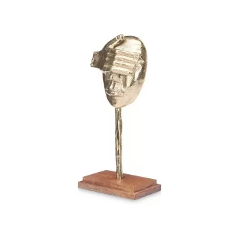 Decorative Figure Face Golden Wood Metal 16 x 34 x 10 cm 2