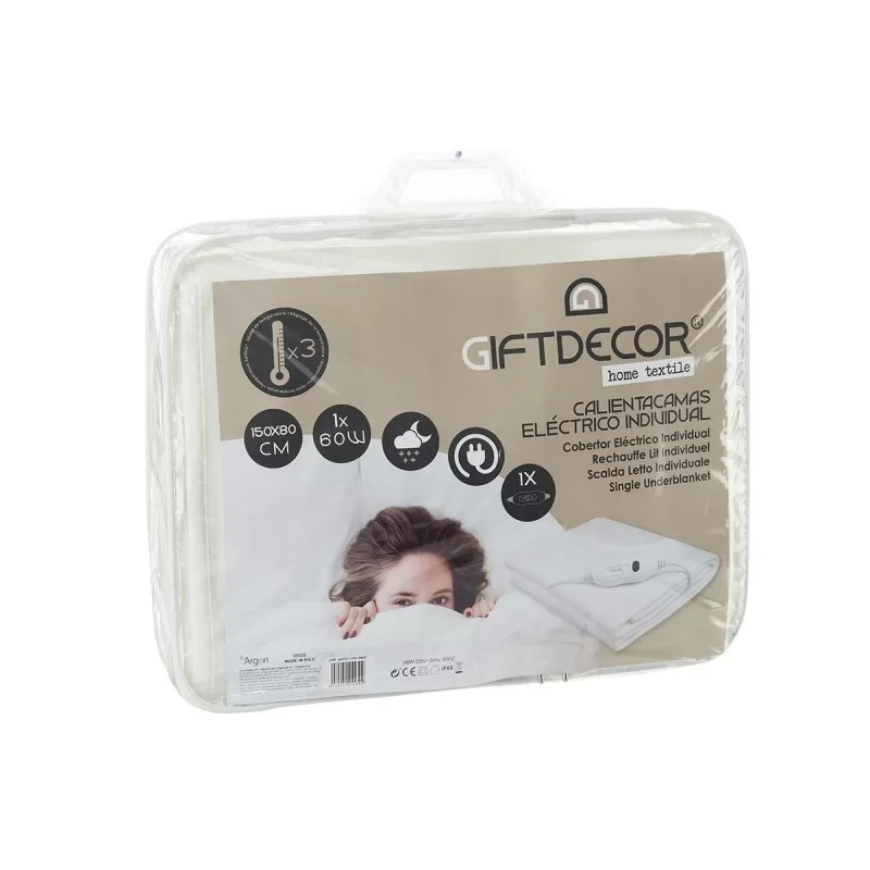 Electric Blanket 60 W White Polyester 80 x 1 x...