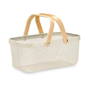 Basket White Wood Metal 42,5 x 18 x 26,5 cm (6 Units) 2