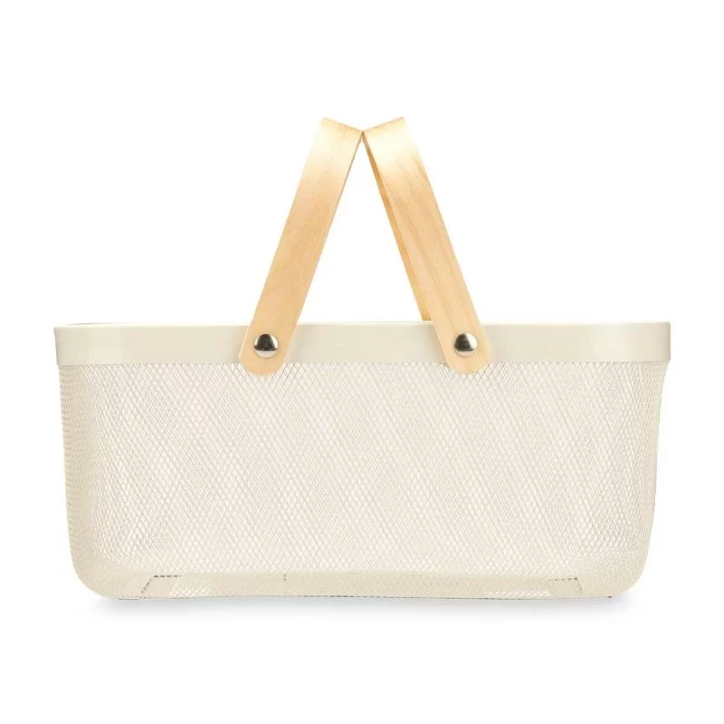 Basket White Wood Metal 42,5 x 18 x 26,5 cm (6...