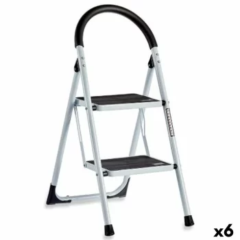 Folding ladder White Black Grey Metal 38 x 50 x 84 cm (6...