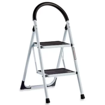 Folding ladder White Black Grey Metal 38 x 50 x 84 cm (6... 2