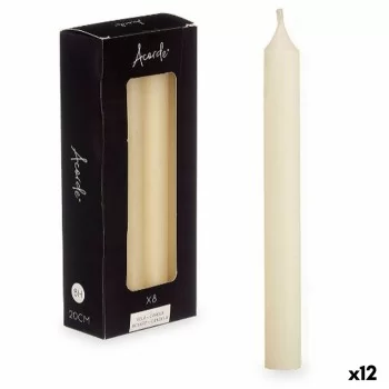 Candle Set Cream 2 x 2 x 20 cm (12 Units)