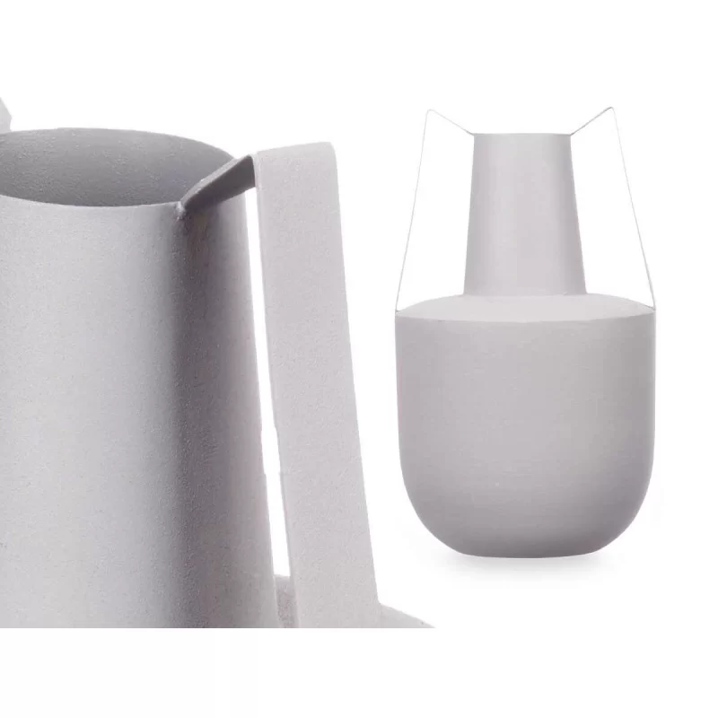 Vase With handles Grey Steel 14 x 24 x 14 cm (6...