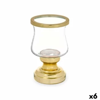 Candleholder Wineglass Golden Steel 12 x 19,5 x 12 cm (6...