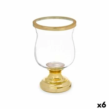 Candleholder Wineglass Golden Steel 15,5 x 26 x 15,5 cm...