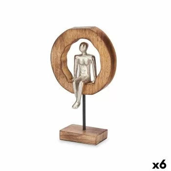 Decorative Figure Sitting Silver Metal 15,5 x 27 x 8 cm...