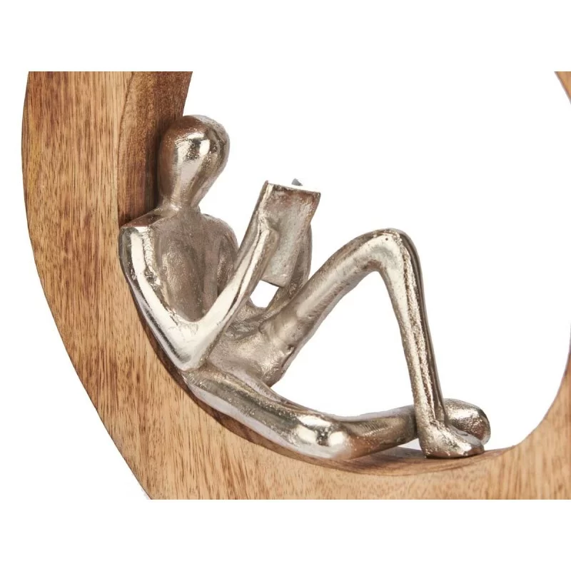 Decorative Figure Reading Silver Metal 26 x 25...