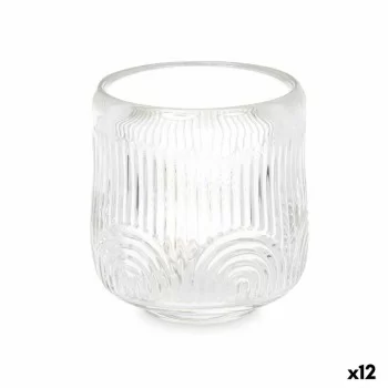 Candleholder Stripes Transparent Crystal 9 x 9,5 x 9 cm...