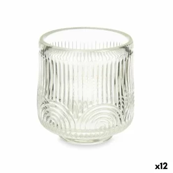 Candleholder Stripes Transparent Crystal 7,5 x 7,8 x 7,5...