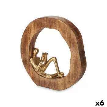 Decorative Figure Reading Golden Metal 26 x 25 x 7 cm (6...