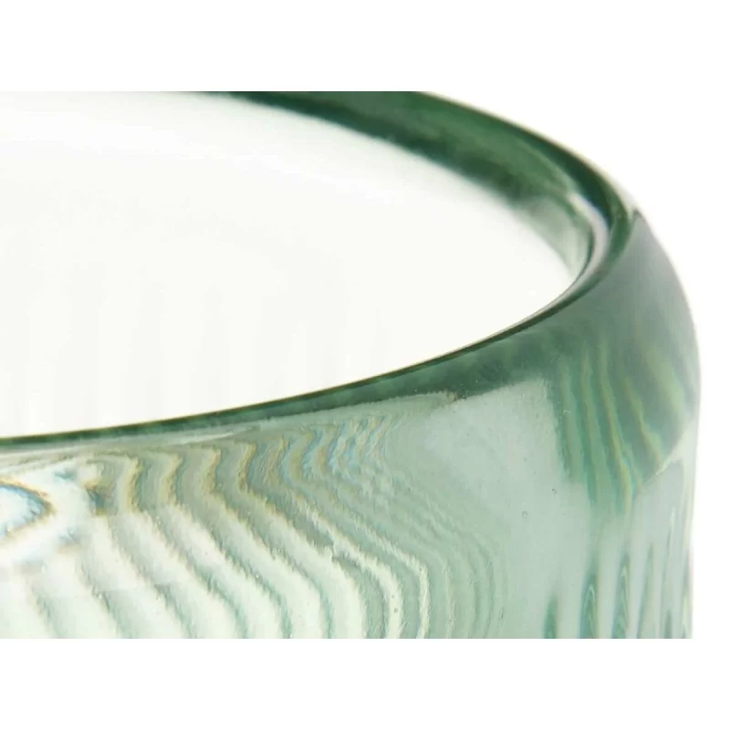 Candleholder Stripes Green Crystal 9 x 9,5 x 9...
