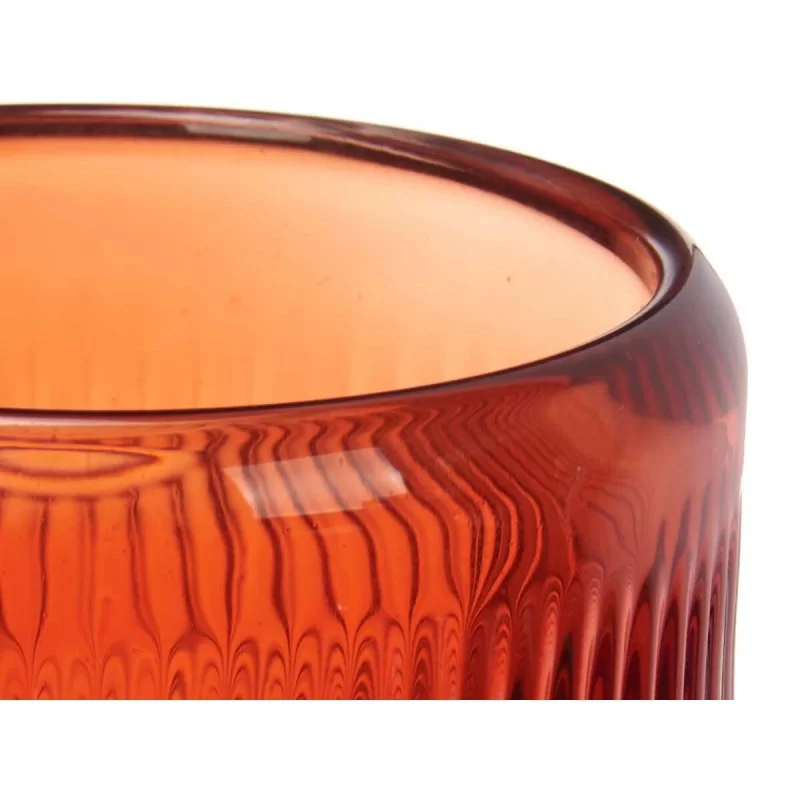 Candleholder Stripes Orange Crystal 9 x 9,5 x 9...