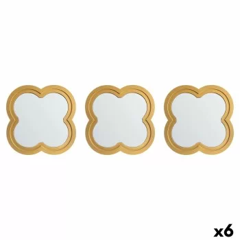 Mirror Set Flower Golden polypropylene 78 x 26 x 2,5 cm...