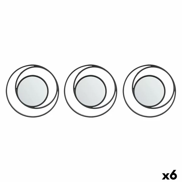 Mirror Set Circular Abstract Black polypropylene 78 x 26 x 2,5 cm (6 Units)