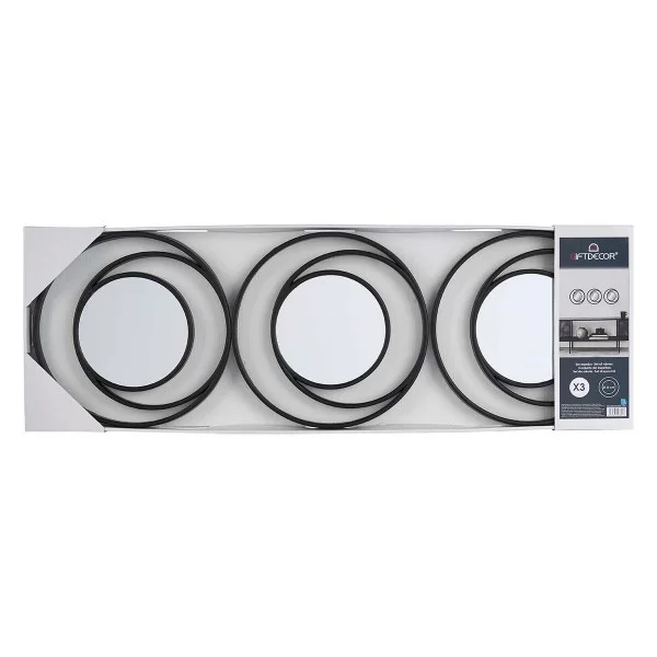 Mirror Set Circular Abstract Black polypropylene 78 x 26 x 2,5 cm (6 Units)