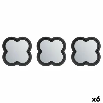 Mirror Set Flower Black polypropylene 78 x 26 x 2,5 cm (6...