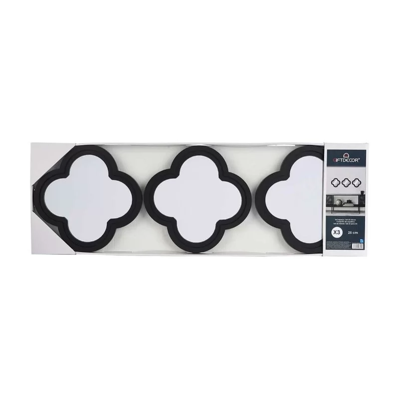 Mirror Set Flower Black polypropylene 78 x 26 x...
