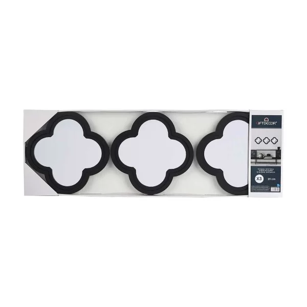 Mirror Set Flower Black polypropylene 78 x 26 x 2,5 cm (6 Units)