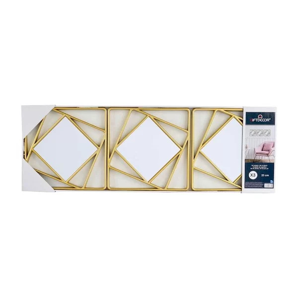 Mirror Set Squared Abstract Golden polypropylene 78 x 26 x 2,5 cm (6 Units)