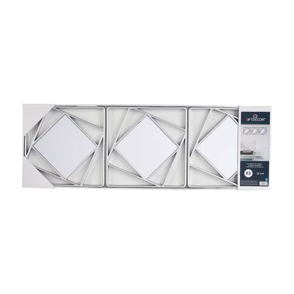 Mirror Set Squared Abstract Silver polypropylene 78 x 26 x 2,5 cm (6 Units)