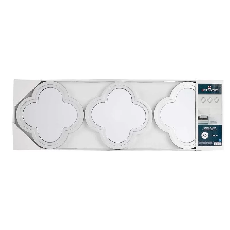 Mirror Set Flower Silver polypropylene 78 x 26...