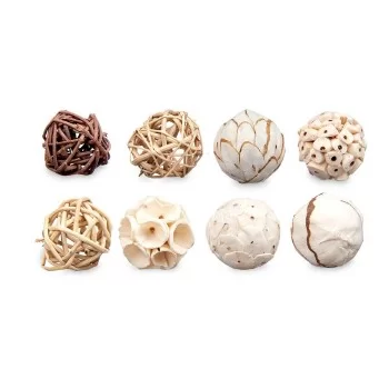 Set of Decorative Balls White Brown (12 Units) 2